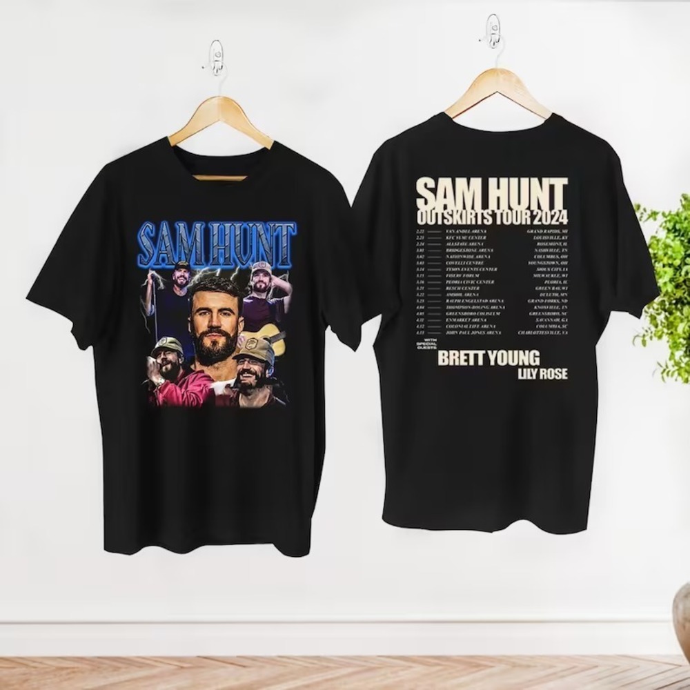 Sam Hunt 2024 Concert Shirt, 2024 Outskirts Tour Sam Hunt  2 Sided T-Shirt
